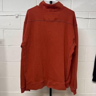 Bob Timberlake Sweatshirt Mens Large Orange Pullover 1/4 Zip Knit Mock Neck Logo - Thumbnail 5