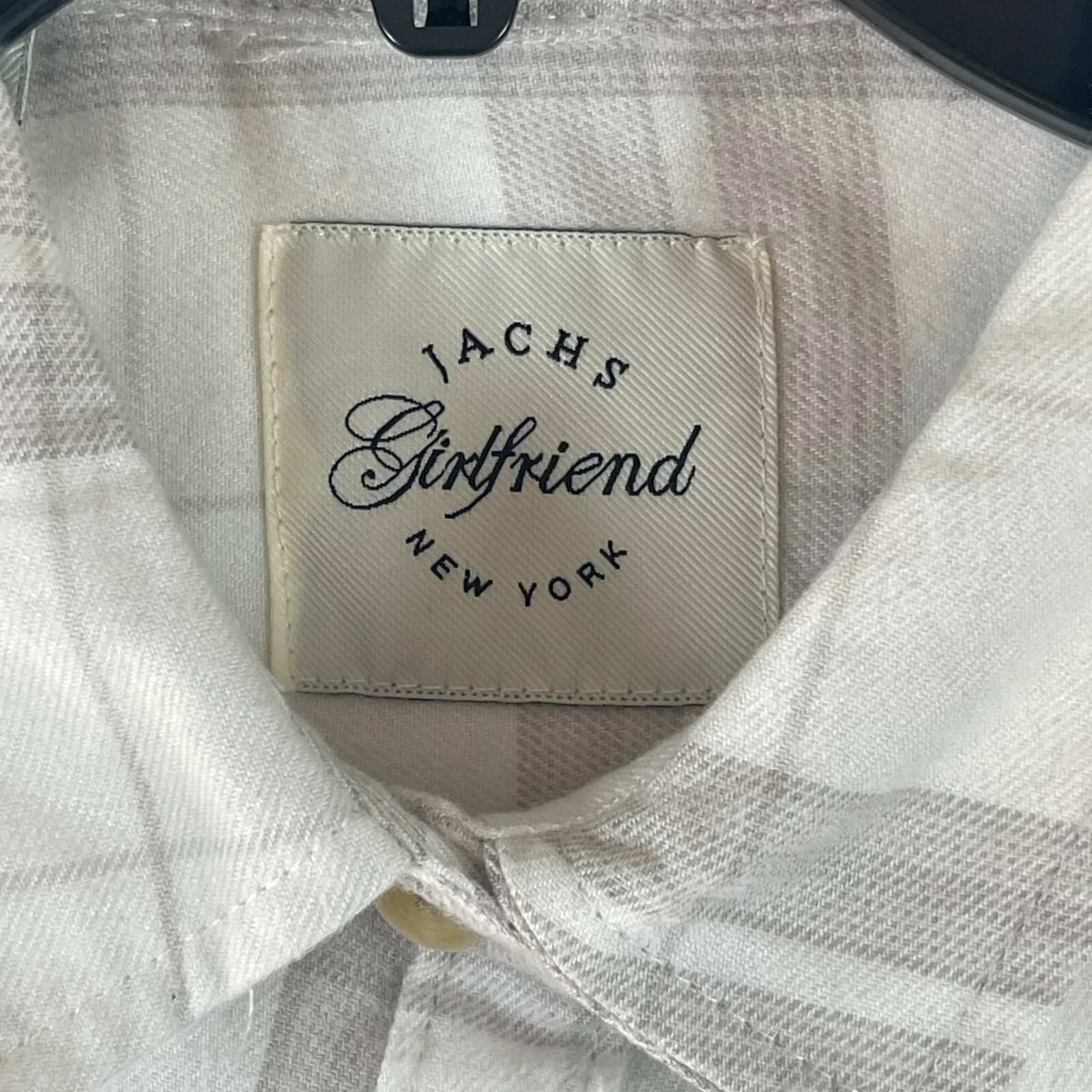 Jachs Girlfriend Plaid Button Front Shirt Women's Small Gray White - Thumbnail 5