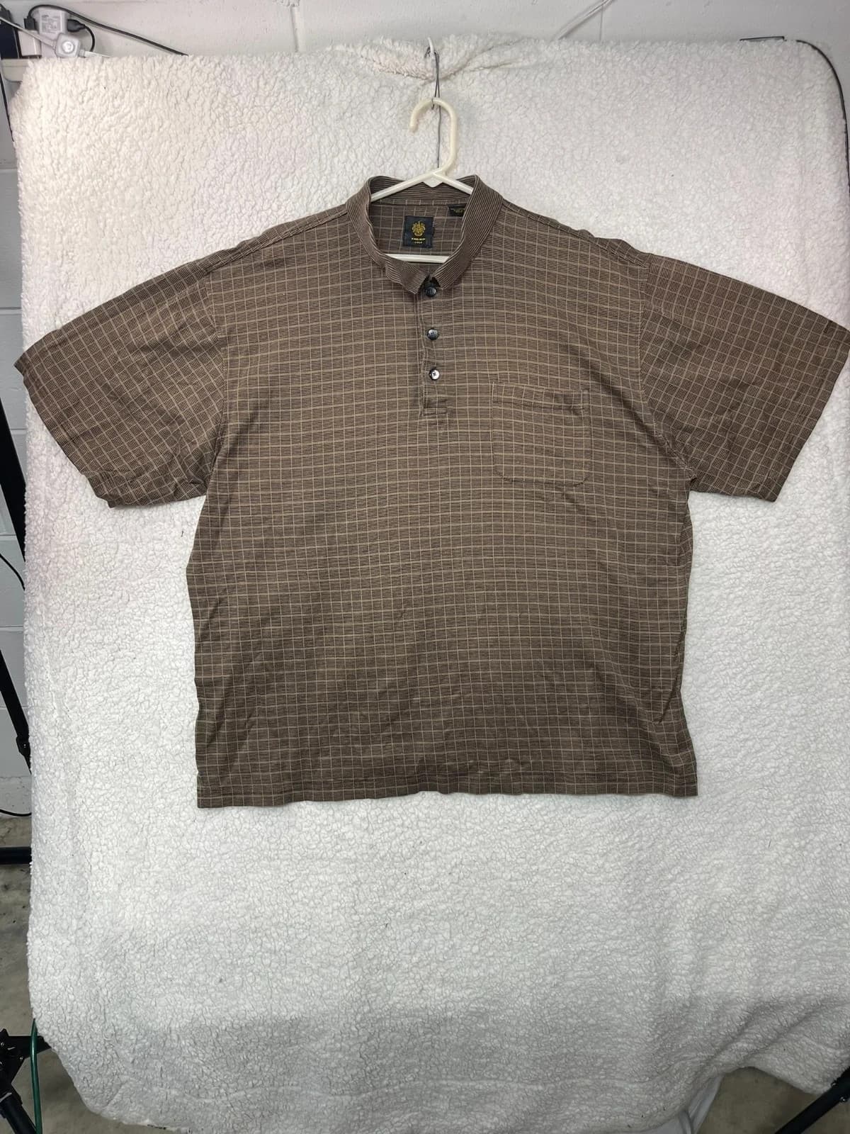 Men's Trump Golf Brown Striped Cotton Polo Shirt XXL