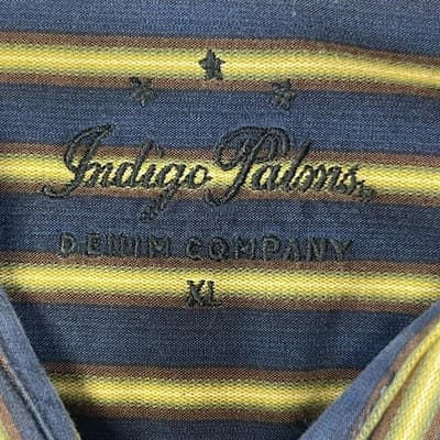 Indigo Palms Shirt Mens XL Blue Striped Button Up Cotton Long Sleeve Casual - Thumbnail 5