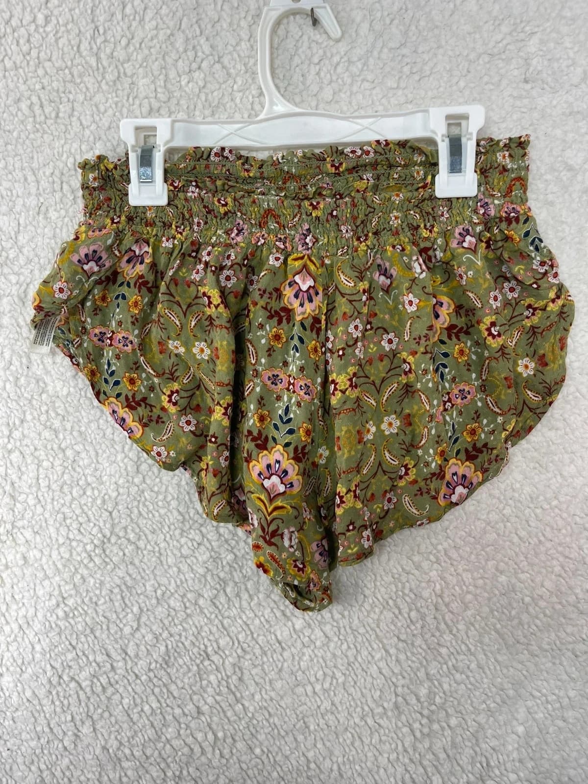 Women's Anthropologie Floral Smocked Pull-On Shorts Green XS - Thumbnail 2