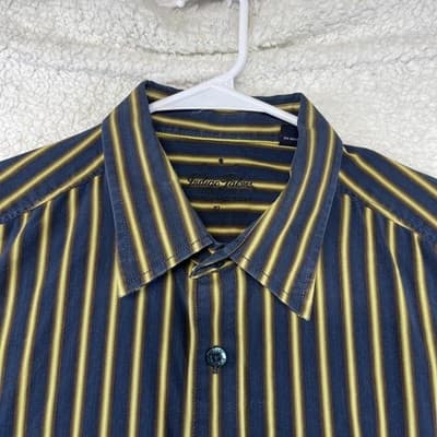 Indigo Palms Shirt Mens XL Blue Striped Button Up Cotton Long Sleeve Casual - Thumbnail 2