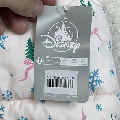 Disney Vest Womens 3X Pink Castle Snowflake Quilted Puffer Christmas Holiday - Thumbnail 4