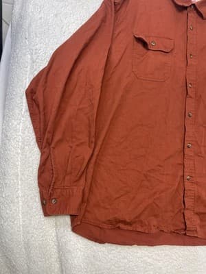 Wrangler Shirt Mens 2XL Brown Solid Button Up Cotton Long Sleeve Casual Workwear - Thumbnail 3