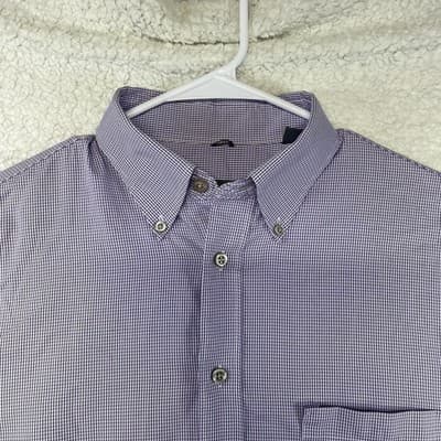 Kenneth Cole Reaction Shirt Mens M Purple Gingham Button Non Iron Long Sleeve - Thumbnail 2