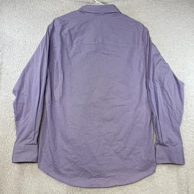 Kenneth Cole Reaction Shirt Mens M Purple Gingham Button Non Iron Long Sleeve - Thumbnail 7