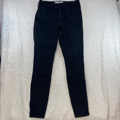 Hollister Curvy High Rise Super Skinny Jeans Womens 10L Black Dark Wash Stretch - Thumbnail 2