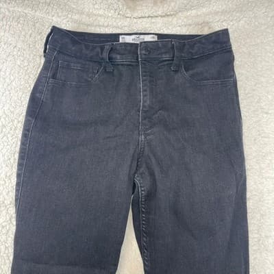 Hollister Curvy High Rise Super Skinny Jeans Womens 10L Black Dark Wash Stretch - Thumbnail 3