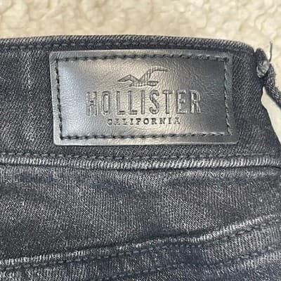 Hollister Curvy High Rise Super Skinny Jeans Womens 10L Black Dark Wash Stretch - Thumbnail 6