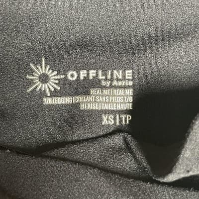 OFFLINE By Aerie Leggings Womens XS Black High Rise 7/8 Real Me Yoga Ankle Pants - Thumbnail 7