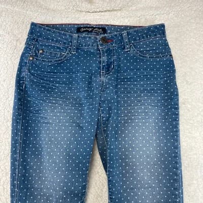 Celebrity Pink Skinny Jeans Juniors 1 Blue Polka Dot Medium Wash Stretch Denim - Thumbnail 2
