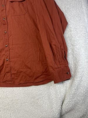 Wrangler Shirt Mens 2XL Brown Solid Button Up Cotton Long Sleeve Casual Workwear - Thumbnail 2