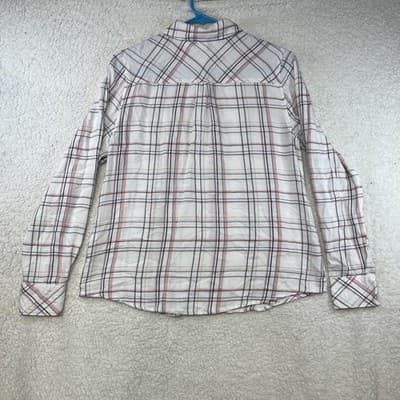 White House Black Market Shirt Womens 6 White Plaid Button Up Rayon Long Sleeve - Thumbnail 7