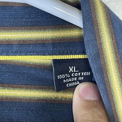 Indigo Palms Shirt Mens XL Blue Striped Button Up Cotton Long Sleeve Casual - Thumbnail 6