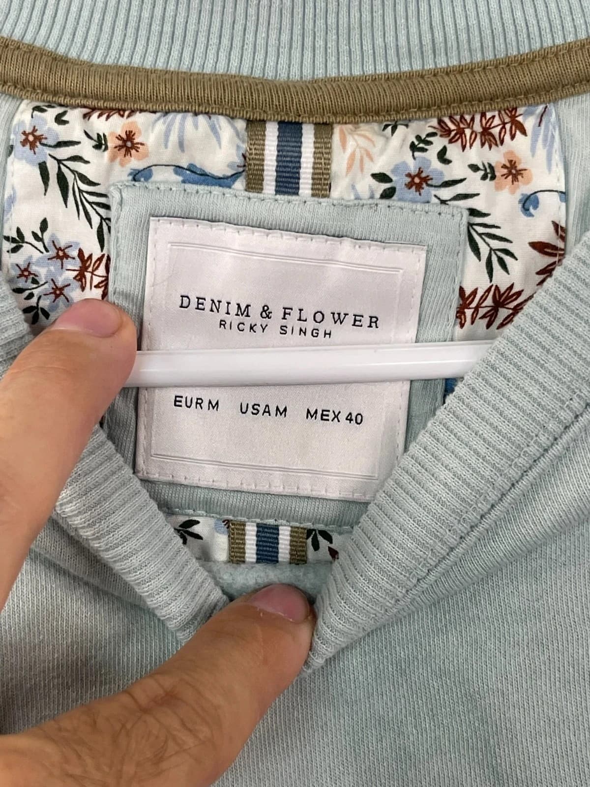 Men's Denim & Flower Ricky Singh Love Graphic Fleece Sweatshirt Blue Size M - Thumbnail 4