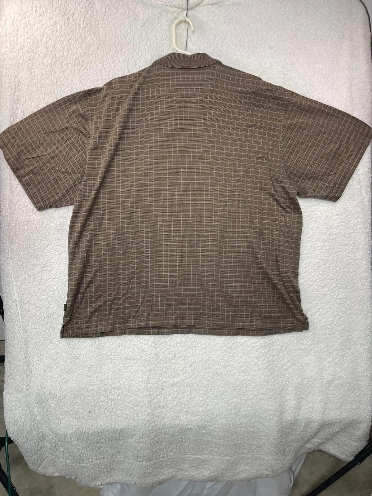 Men's Trump Golf Brown Striped Cotton Polo Shirt XXL - Thumbnail 2