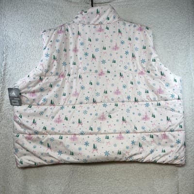 Disney Vest Womens 3X Pink Castle Snowflake Quilted Puffer Christmas Holiday - Thumbnail 7