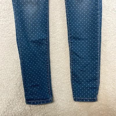 Celebrity Pink Skinny Jeans Juniors 1 Blue Polka Dot Medium Wash Stretch Denim - Thumbnail 5