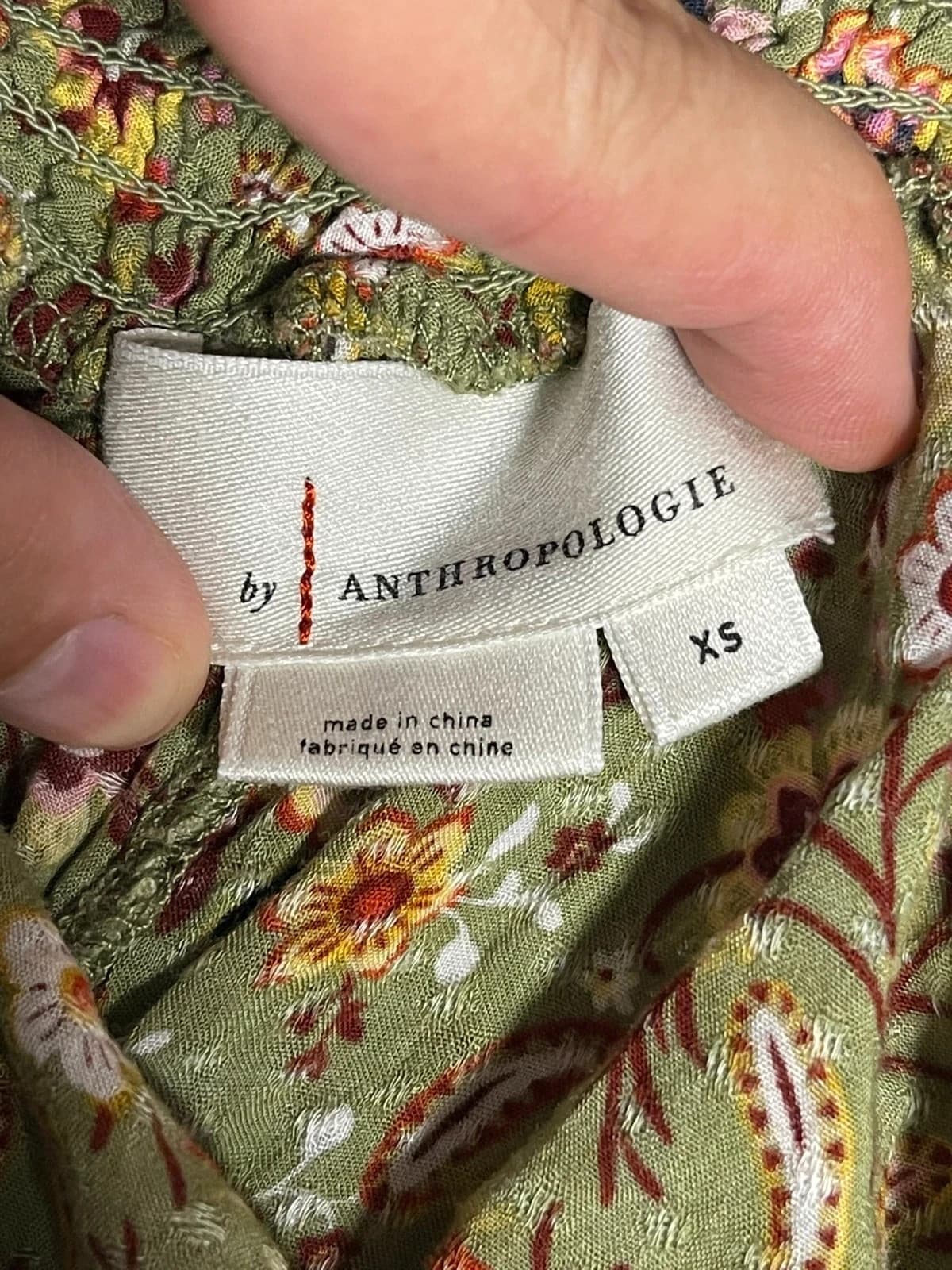 Women's Anthropologie Floral Smocked Pull-On Shorts Green XS - Thumbnail 3