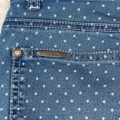 Celebrity Pink Skinny Jeans Juniors 1 Blue Polka Dot Medium Wash Stretch Denim - Thumbnail 4