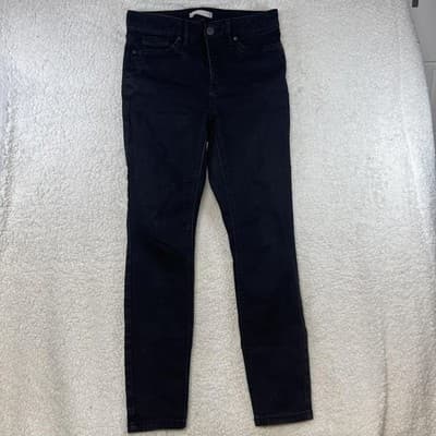 LC Lauren Conrad High Rise Skinny Jeans Womens 6 Black Dark Wash Stretch Denim - Thumbnail 2