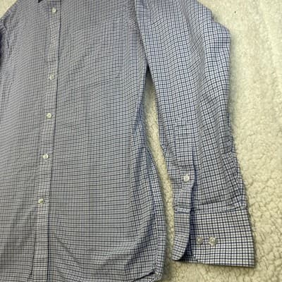 Tommy Hilfiger Shirt Mens M Blue Check Stretch Wrinkle Free Long Sleeve - Thumbnail 3