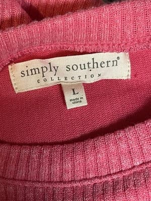 Simply Southern Sweater Dress Womens L Pink Ribbed Knit Side Button Long Sleeve - Thumbnail 6