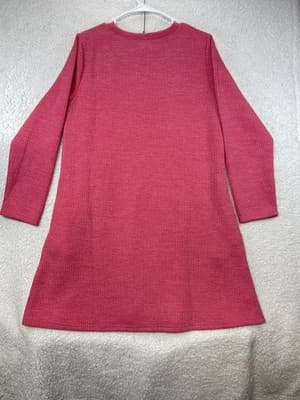 Simply Southern Sweater Dress Womens L Pink Ribbed Knit Side Button Long Sleeve - Thumbnail 5