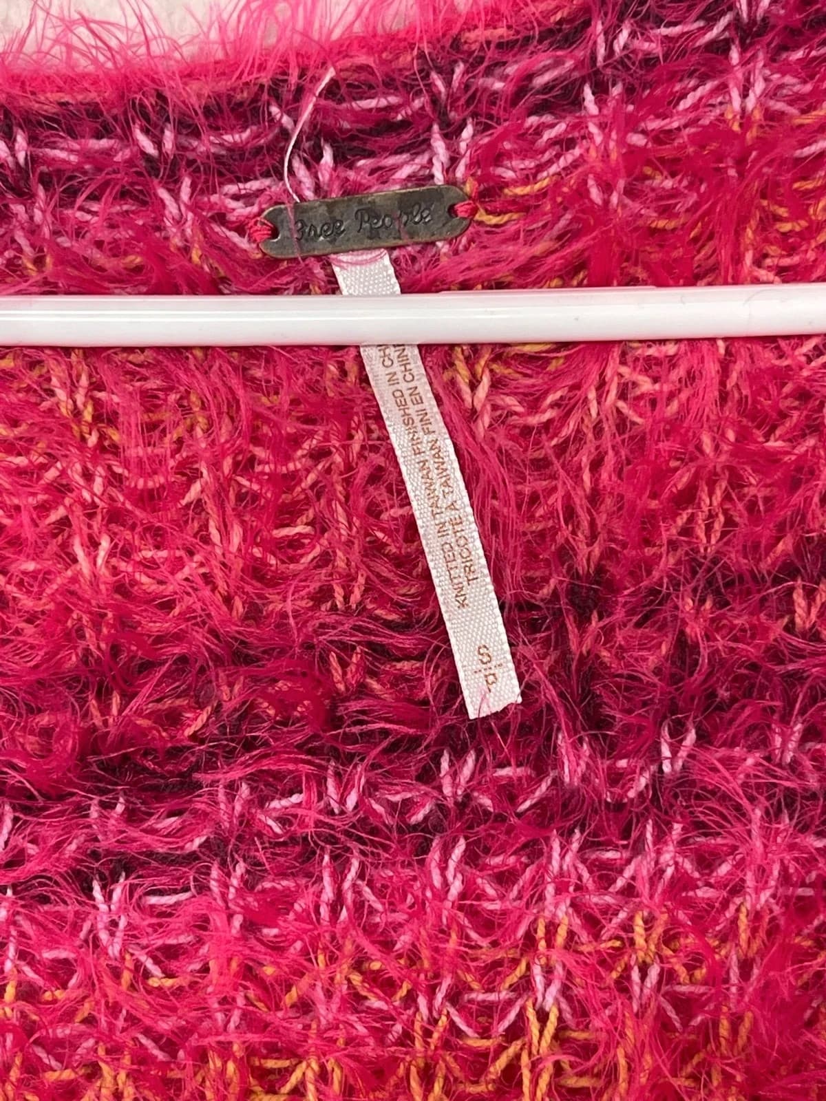 Women's Free People Fuzzy Open Knit Sweater Pink Size S - Thumbnail 3