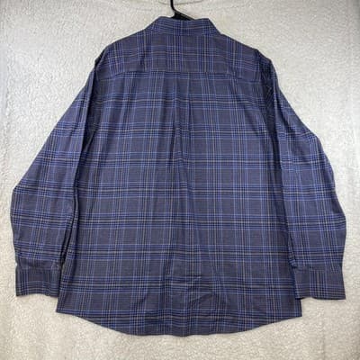 Jos. A. Bank Shirt Mens L Blue Plaid Button Down Cotton Long Sleeve Classic Fit - Thumbnail 6