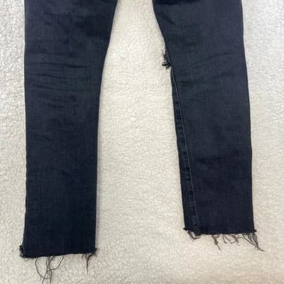 Zara High Rise Skinny Jeans Womens 4 Black Charcoal Wash Distressed Frayed Hem - Thumbnail 7