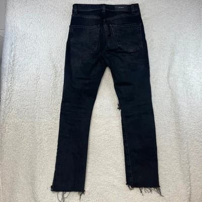 Zara High Rise Skinny Jeans Womens 4 Black Charcoal Wash Distressed Frayed Hem - Thumbnail 5