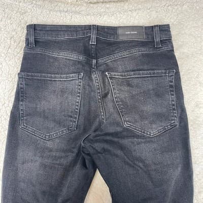 Zara High Rise Skinny Jeans Womens 4 Black Charcoal Wash Distressed Frayed Hem - Thumbnail 6