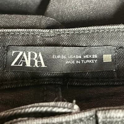 Zara High Rise Skinny Jeans Womens 4 Black Charcoal Wash Distressed Frayed Hem - Thumbnail 8