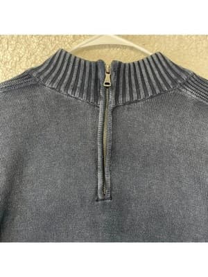 BKE Athletic Fit Blue 1/4 Zip Cotton Knit Sweater Men's Large - Thumbnail 3