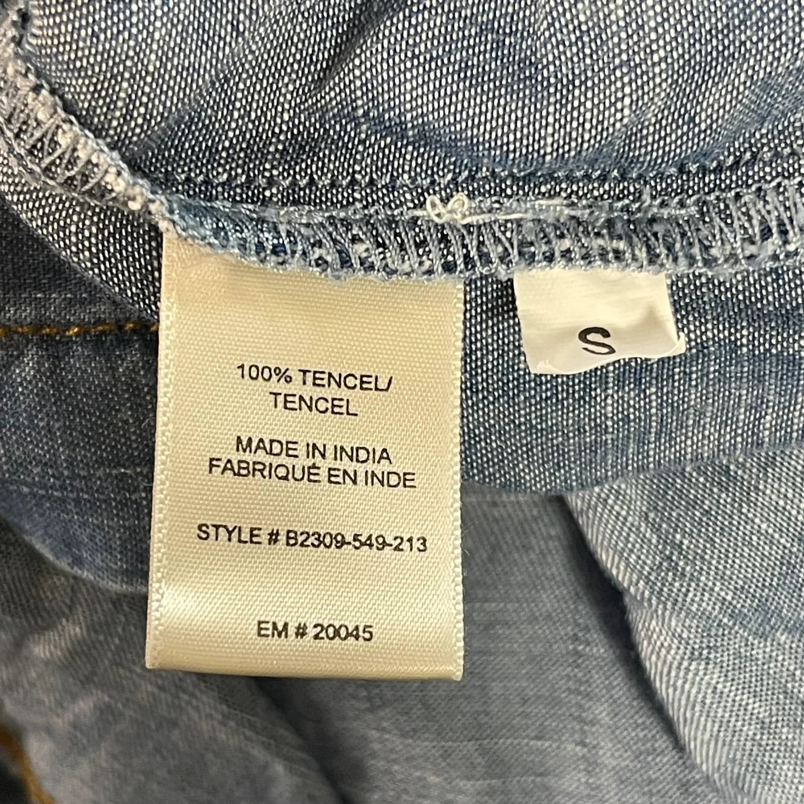 Bella Dahl Women's Blue Tencel Frayed Hem Button Down Denim Shirt Size S - Thumbnail 6