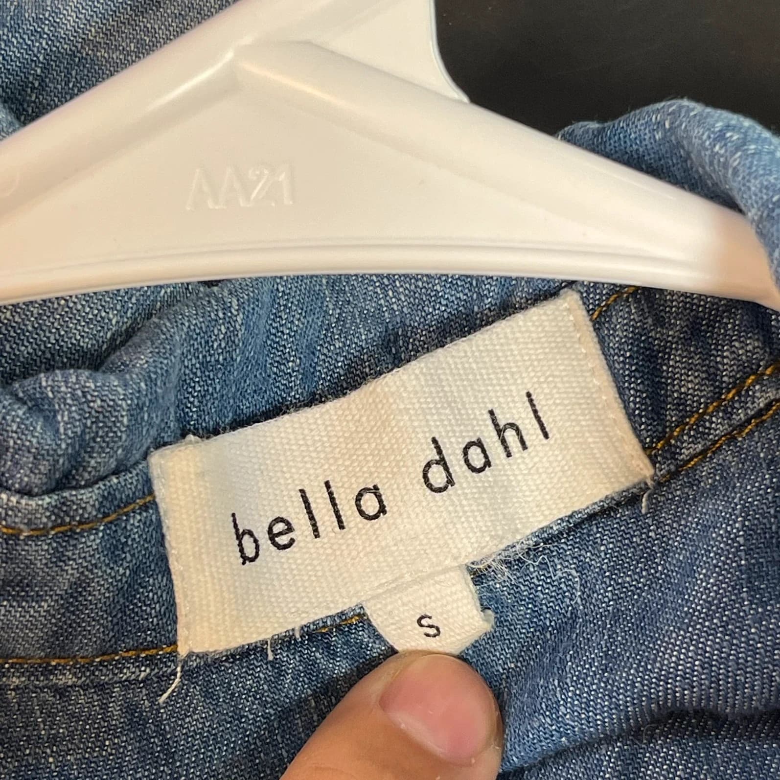 Bella Dahl Women's Blue Tencel Frayed Hem Button Down Denim Shirt Size S - Thumbnail 5