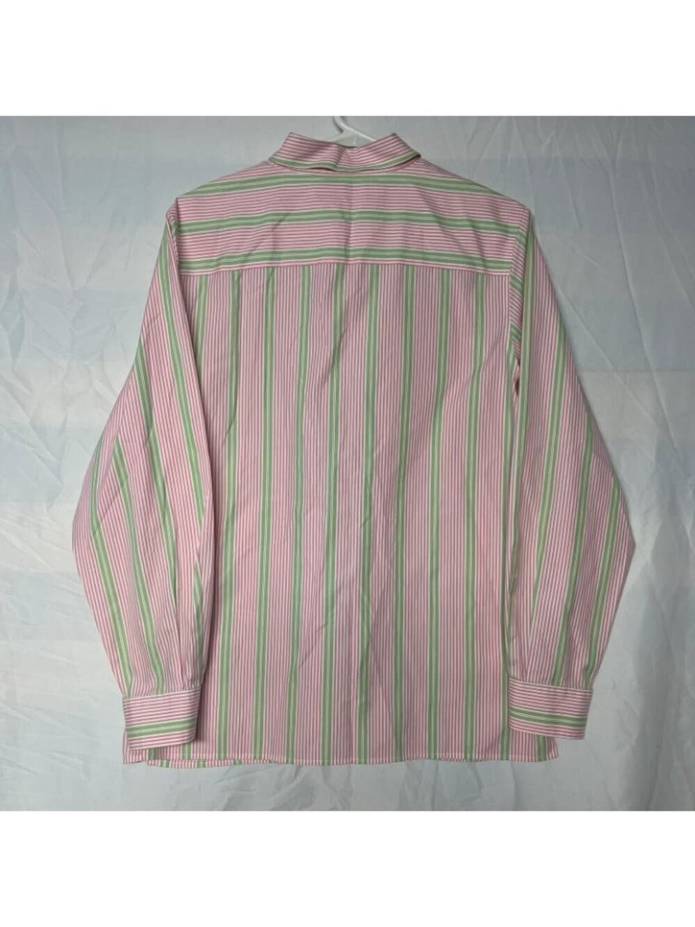 Foxcroft Pink Green Stripe Wrinkle Free Button Front Shirt Size 12 - Thumbnail 2