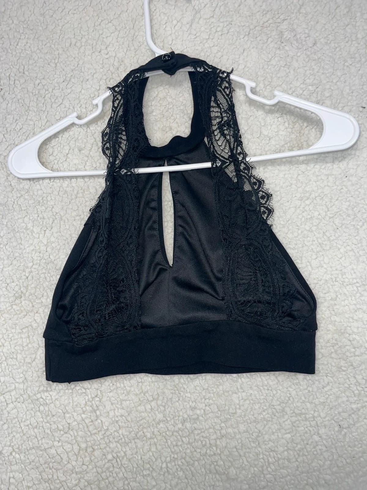 Lulus Black Lace Halter Bralette Crop Top Size Small - Thumbnail 2