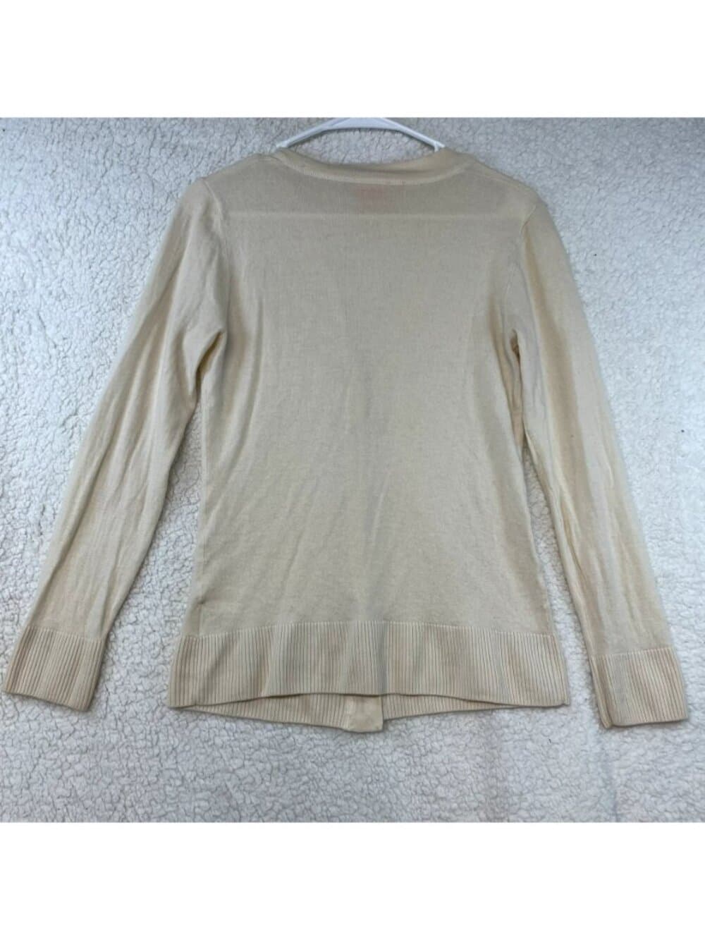 Tory Burch 100% Merino Wool Cream Button Front Cardigan Sweater Medium - Thumbnail 3