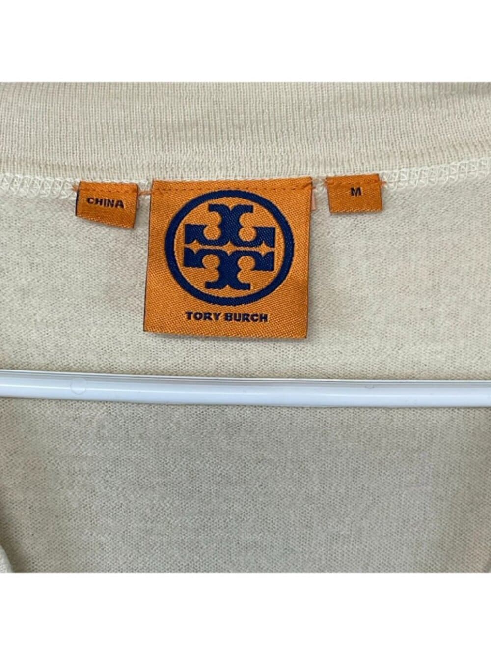 Tory Burch 100% Merino Wool Cream Button Front Cardigan Sweater Medium - Thumbnail 4