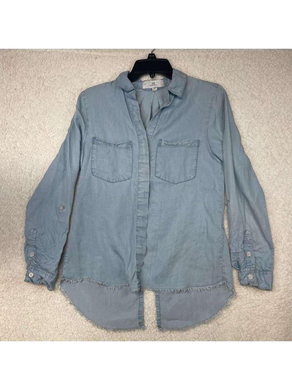 Thread & Supply Lyocell Chambray Split Back Button Shirt XS - Thumbnail 2