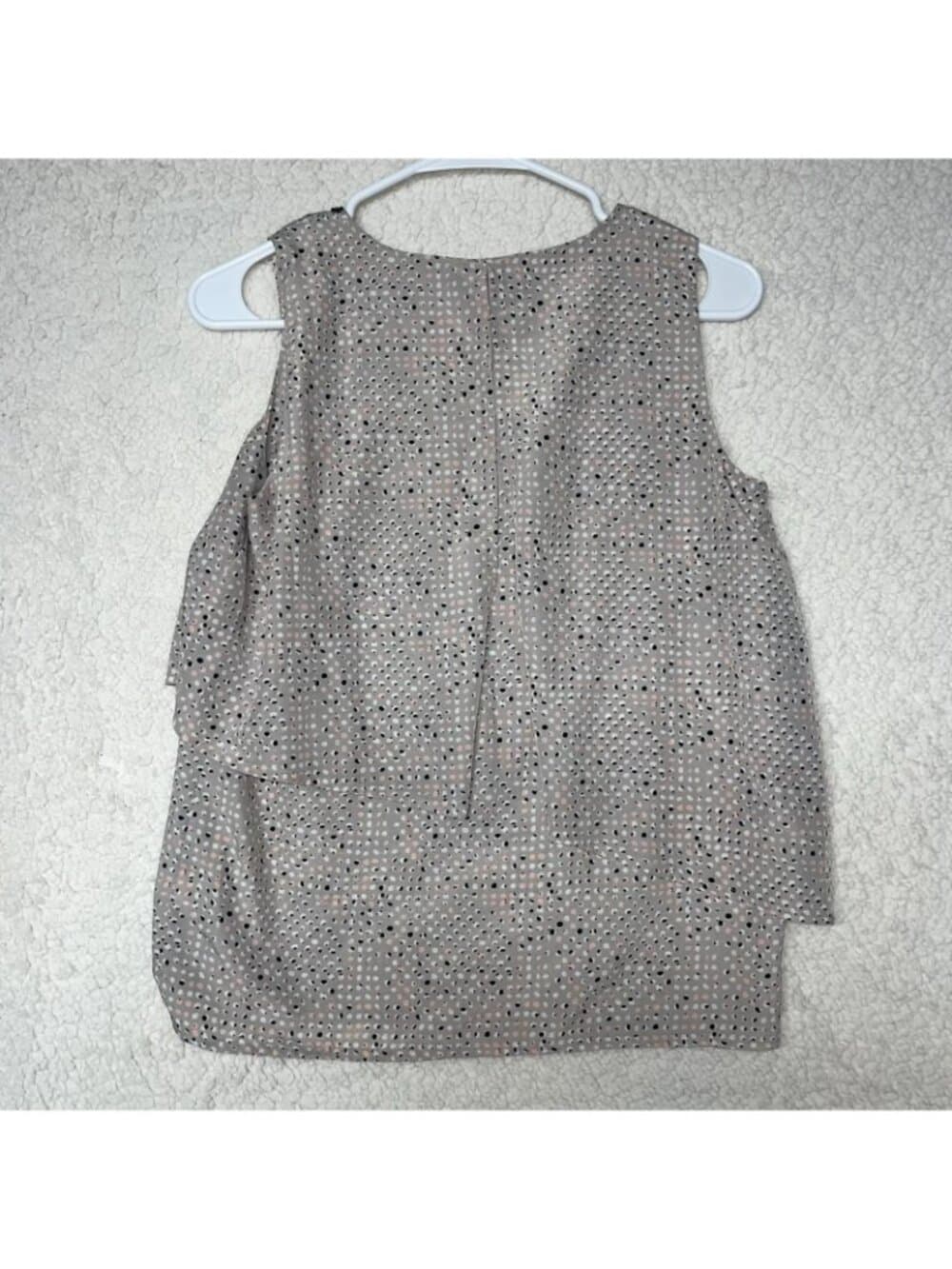 Juicy Couture Sleeveless Beaded Neck Blouse Polka Dot Gray Small - Thumbnail 3