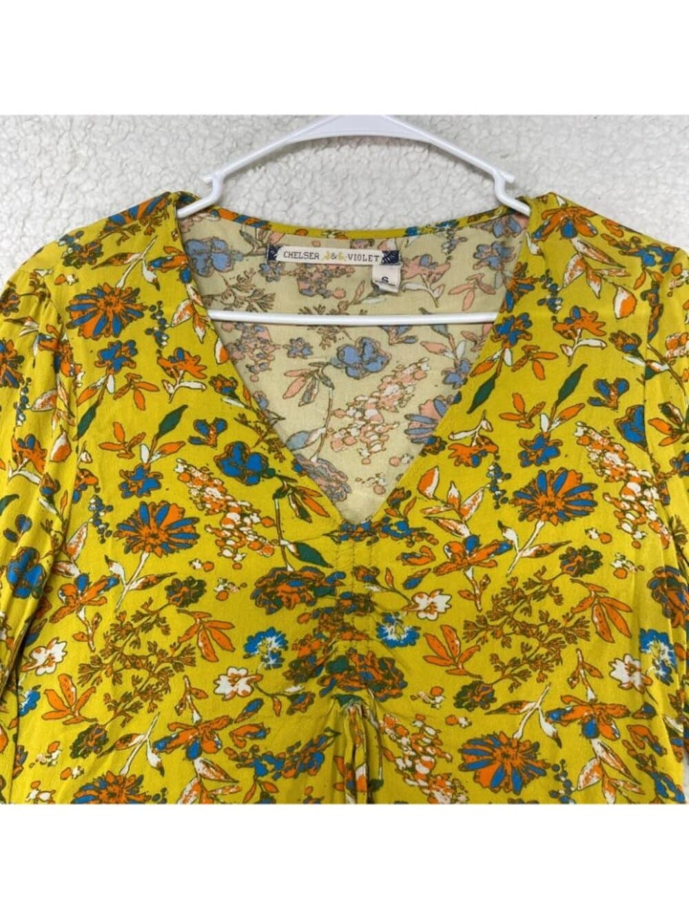 Chelsea & Violet Small Boho Floral Peplum Blouse Bell Sleeve 100% Rayon Top - Thumbnail 3