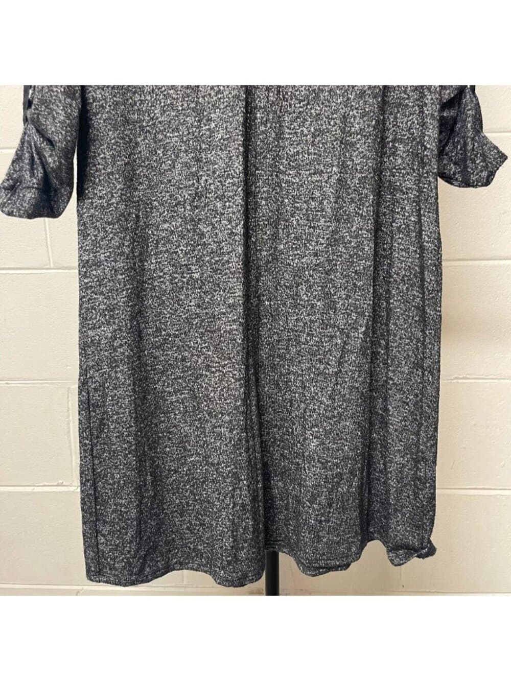 Philosophy Dresses Charcoal Heather Knit Roll-Tab Sleeve Henley Dress Size S - Thumbnail 3