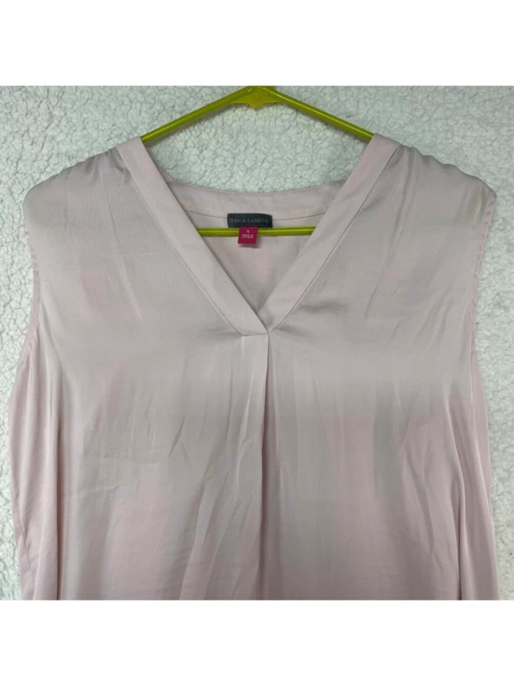 Vince Camuto Women's Small Blush Pink Sleeveless V-Neck High Low Blouse - Thumbnail 2