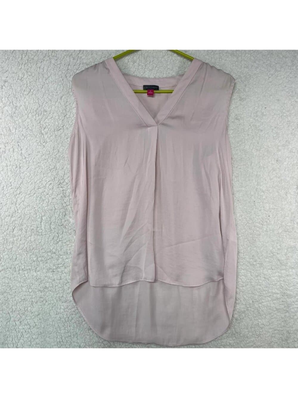 Vince Camuto Women's Small Blush Pink Sleeveless V-Neck High Low Blouse - Thumbnail 6