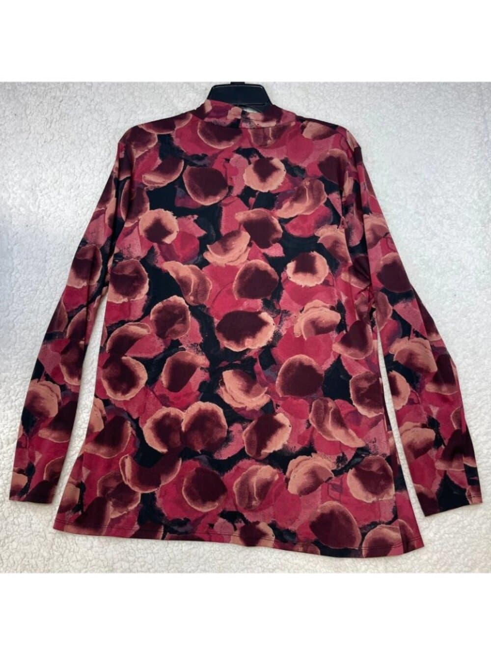 Simply Vera Vera Wang XL Floral Ruched Wrap Style Top Pink Burgundy - Thumbnail 2