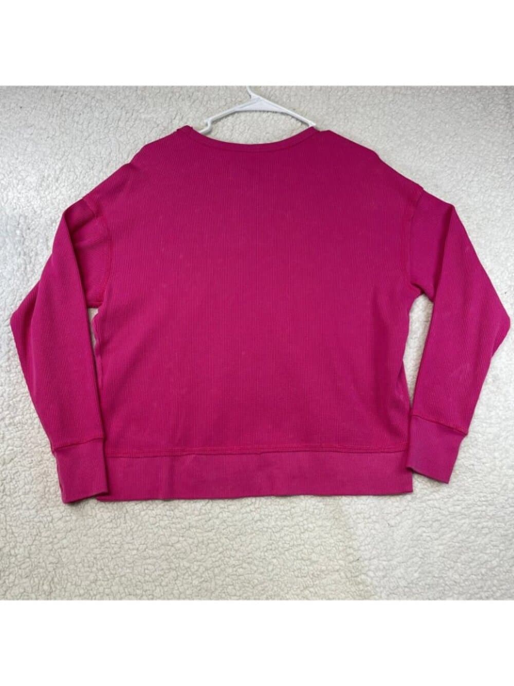 NWT Seven7 Hot Pink Waffle Knit Crewneck Sweatshirt Women's Small - Thumbnail 3