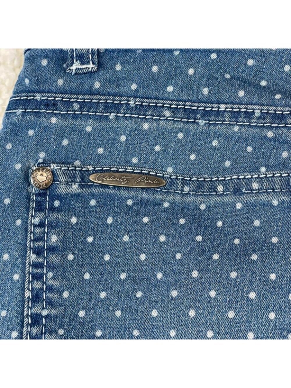 Celebrity Pink Original Denim Polka Dot Skinny Jeans Women's Size 1 Stretch - Thumbnail 4